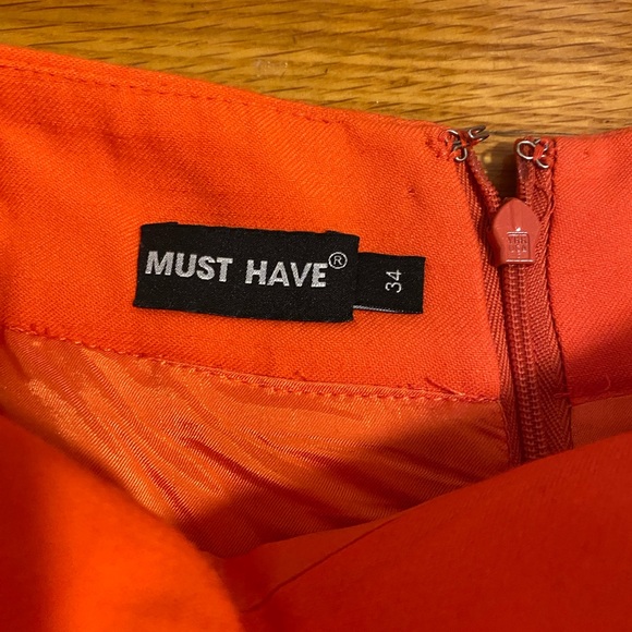 Must Have Orange Wool Pleated Midi Skirt with Pockets Size 34 or S - Picture 6 of 10